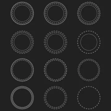 Tire Track Vector Round Border Frame Set. Overlay Logo Design Frame. Stock Illustration