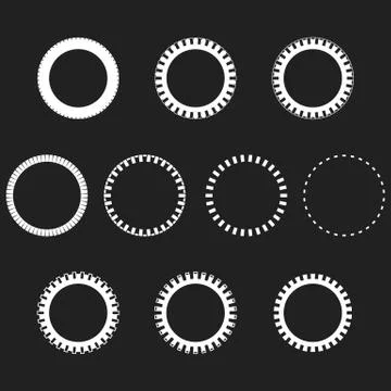 Tire Track Vector Round Border Frame Set. Overlay Logo Design Frame. Stock Illustration