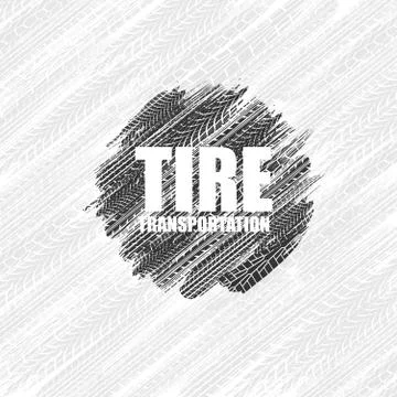 Tire tracks circle background Stock Illustration