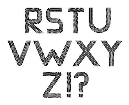 Tire tracks font Stock Illustration