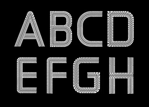 Tire tracks font Stock Illustration