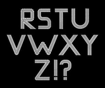 Tire tracks font Illustrazione stock