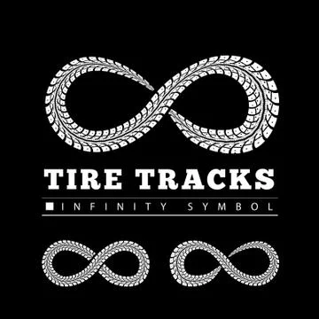 Tire tracks in infinity form Stock Illustration