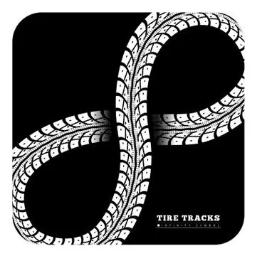 Tire tracks in infinity form Stock Illustration