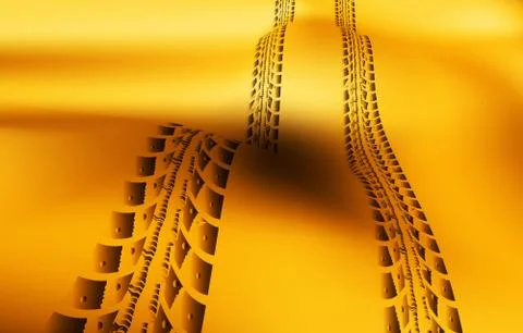 Tire tracks on sand background Stock Illustration