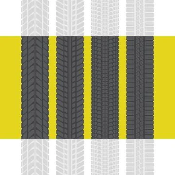 Tire tracks set three Stock Illustration