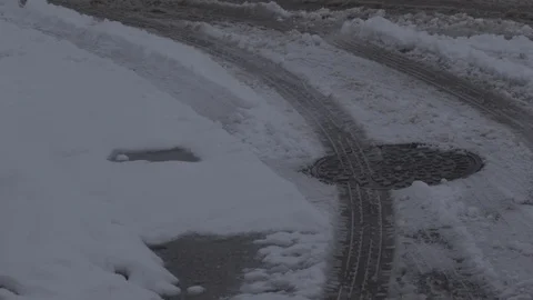 Tire tracks in snow 動画素材 87478487