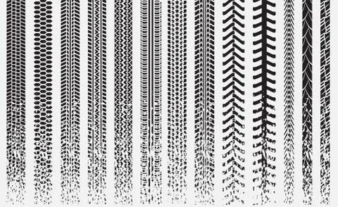 Tire tracks of various vehicles Stock Illustration
