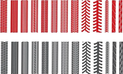 Tire tracks of various vehicles Stock Illustration