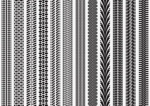Tire tracks of various vehicles Stock Illustration
