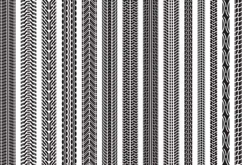 Tire tracks of various vehicles Stock Illustration