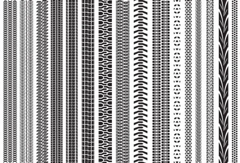 Tire tracks of various vehicles Stock Illustration