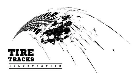 Tire tracks on white Stock Illustration