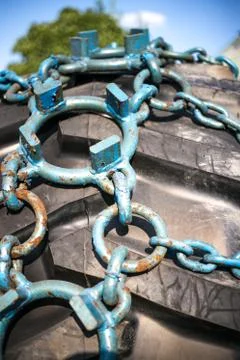 Tire tractor chains Stock Photos