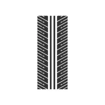 Tire tread black glyph icon. Detailed automobile, motorcycle tyre marks. Dire Stock Illustration