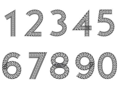Tire tread number set Illustrazione stock