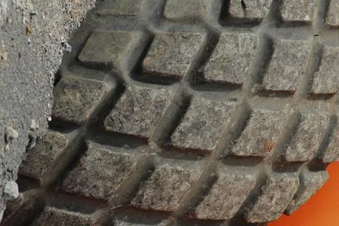 Tire tread pattern of roadroller Stock Photos