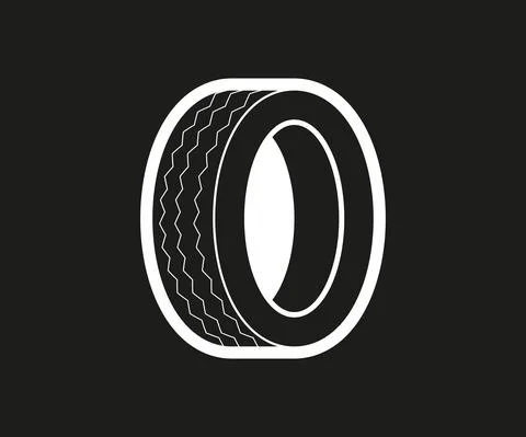 Tire vector icon on black background. Car part Stock-Illustration