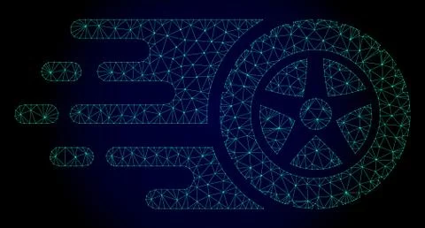 Tire Wheel Polygonal Frame Vector Mesh with Fast Motion Effect Stock Illustration