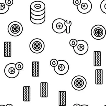 Tire Wheel Vector Seamless Pattern Stock Illustration