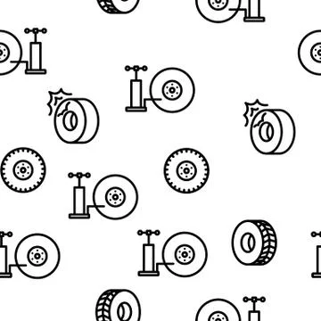 Tire Wheel Vector Seamless Pattern Stock Illustration