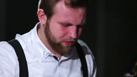 Tired angry man, face closeup Stock Footage 75628251