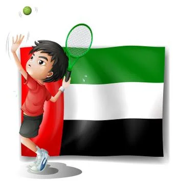 A tired athlete player in front of the UAE flag Stock Illustration