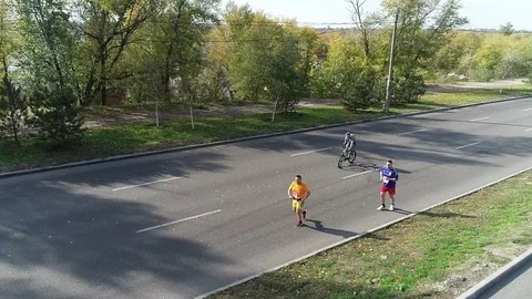 Tired athletes running a half marathon Stock Footage 101791436