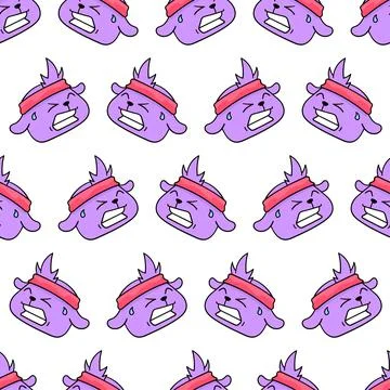 Tired bear face seamless pattern textile print. repeat pattern background des Stock Illustration