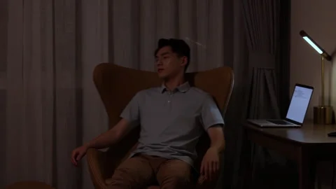 Tired businessman finished work on computer for proposal deadline, complete Stock Footage 336181677