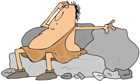 Tired caveman Stock Illustration