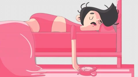 Tired Character Sleeping in Bed On Alpha Channel Stock Footage 307512412