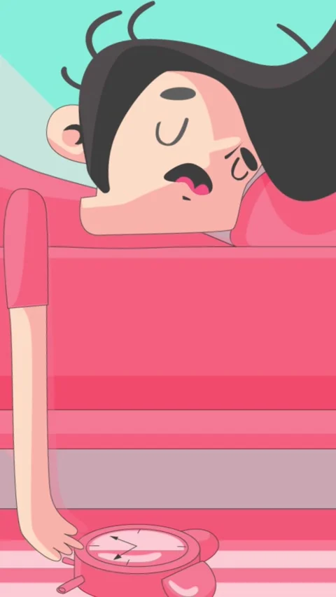 Tired Character Sleeping in Bed Vertical Stock Footage 307512275