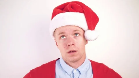 Tired of the Christmas man Stock Footage 82202362