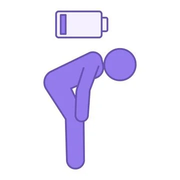 Tired Colored Icon. Vector Icon. The Man is Bent Over from Fatigue, Burnout.. Stock Illustration