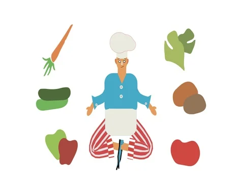 A tired cook animation Stock Footage 80505949