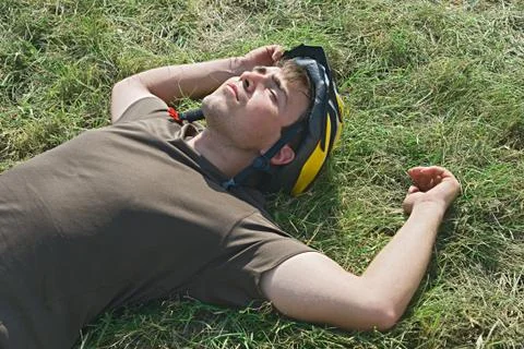 Tired cyclist Stock Photos