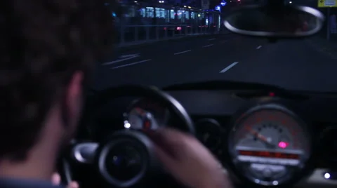 Tired driver riding through the night Stock Footage 41545308