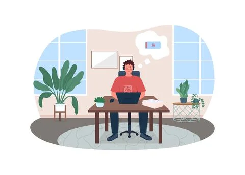 Tired employee 2D vector web banner, poster 스톡 일러스트