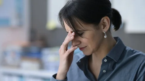 Tired employee with headache Stock Footage 89197982