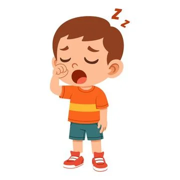 Tired Expression of Flat Boy Character Stock Illustration