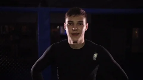 Tired fighter looks at the camera Video stock 71423765
