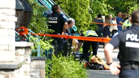 Tired firefighters after intervention Stock Footage 114814392