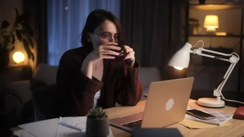 Tired freelancer having distance remote work typing browsing scrolling products Stock Footage 271521818