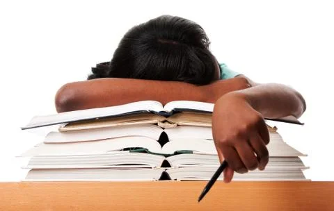 Tired of homework studying Stock Photos