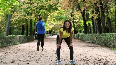 Tired jogger looking to the camera, slow motion shot at 240fps, steadycam shot Stock Footage 43746333