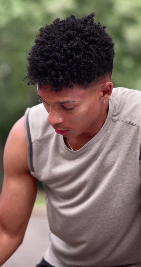 Tired, man and sweating at park for fitness, exercise and exhausted from intense Stock Footage 340752278