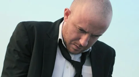 Tired man, eyes closed, breath, solitude Stock Footage 59123961