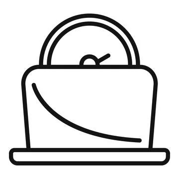 Tired man late work icon outline vector. Online busy Stock Illustration