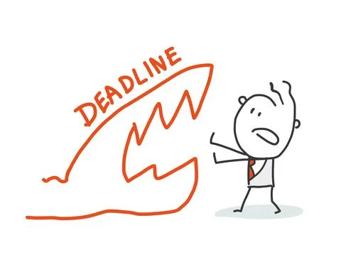 A Tired Man Missing Deadline. Stock Illustration